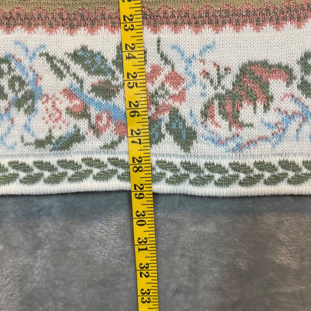 Vintage‎ Women's Ornate Cottage Core Floral Shabby Chic Feminine Sweater Medium - Picture 7 of 11